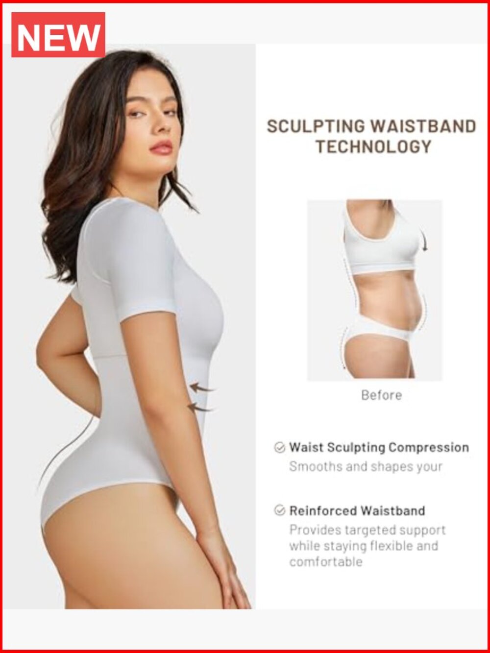 Seamless Shapewear Bodysuit Tummy Control Slimming Short Sleeve - Picture 4 of 7